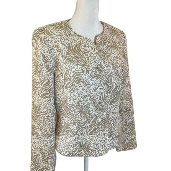 Talbots cream & tan textured button jacket  Size 6 - Picture 2 of 9